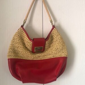Red and Tan Talbots Woven Shoulder Bag